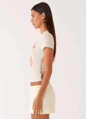 Late Night Mesh Baby Tee - Siena Floral