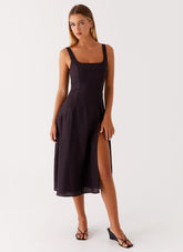 Rowyn Midi Dress - Black Polka Dot