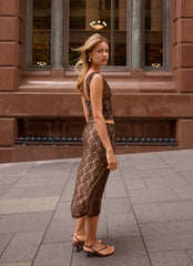 Malachie Lace Midi Skirt - Chocolate