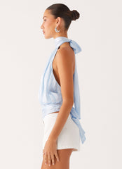 Willow Chiffon Top - Blue